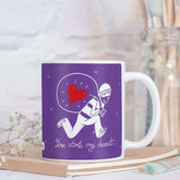 Guy Running Away With Girl's Heart Blue Coffee Mug Gift For Him